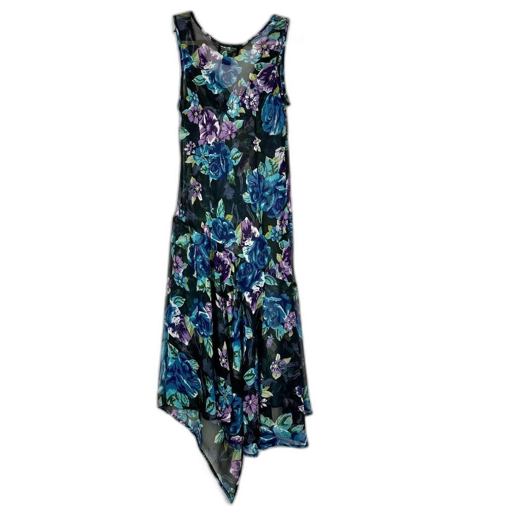 Vintage Connected Apparel Beaded Floral Whimsigoth Midi Dress Size Large Fairy - Picture 2 of 8